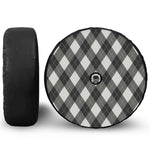 Shadow Grey Argyle Pattern Print Tire Cover With Camera Hole