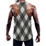 Shadow Grey Argyle Pattern Print Training Tank Top