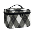 Shadow Grey Argyle Pattern Print Travel Makeup Bag