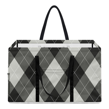 Shadow Grey Argyle Pattern Print Utility Tote Bag