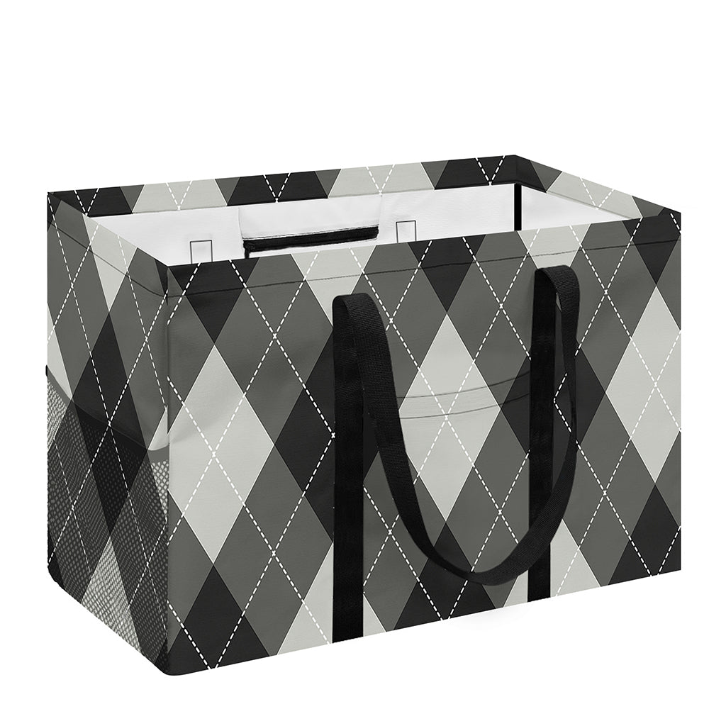 Shadow Grey Argyle Pattern Print Utility Tote Bag