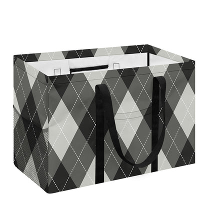 Shadow Grey Argyle Pattern Print Utility Tote Bag