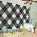 Shadow Grey Argyle Pattern Print Wall Sticker