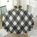 Shadow Grey Argyle Pattern Print Waterproof Round Tablecloth