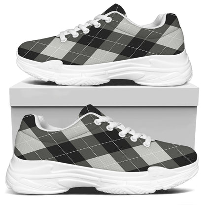 Shadow Grey Argyle Pattern Print White Chunky Shoes