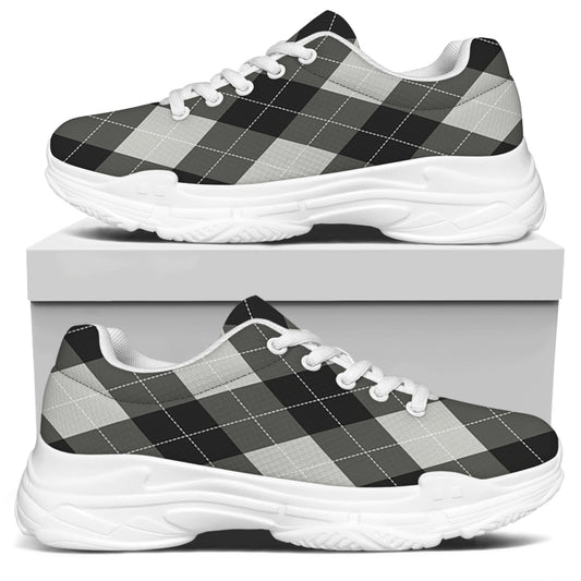 Shadow Grey Argyle Pattern Print White Chunky Shoes