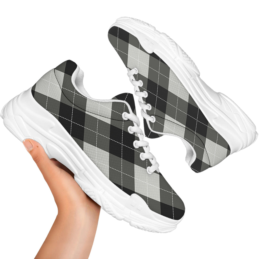 Shadow Grey Argyle Pattern Print White Chunky Shoes
