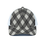 Shadow Grey Argyle Pattern Print White Mesh Trucker Cap