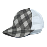 Shadow Grey Argyle Pattern Print White Mesh Trucker Cap