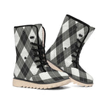 Shadow Grey Argyle Pattern Print Winter Boots
