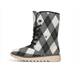 Shadow Grey Argyle Pattern Print Winter Boots