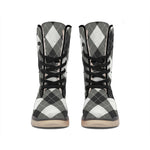 Shadow Grey Argyle Pattern Print Winter Boots