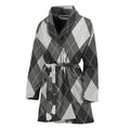 Shadow Grey Argyle Pattern Print Women's Bathrobe