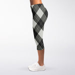 Shadow Grey Argyle Pattern Print Women's Capri Leggings