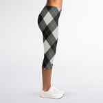 Shadow Grey Argyle Pattern Print Women's Capri Leggings
