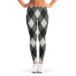 Shadow Grey Argyle Pattern Print Women's Leggings