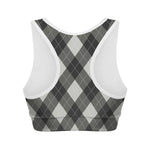 Shadow Grey Argyle Pattern Print Women's Sports Bra