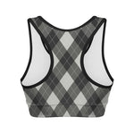 Shadow Grey Argyle Pattern Print Women's Sports Bra