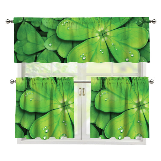 Shamrock Clover St. Patrick's Day Print 3 Piece Kitchen Curtains