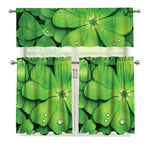 Shamrock Clover St. Patrick's Day Print 3 Piece Kitchen Curtains