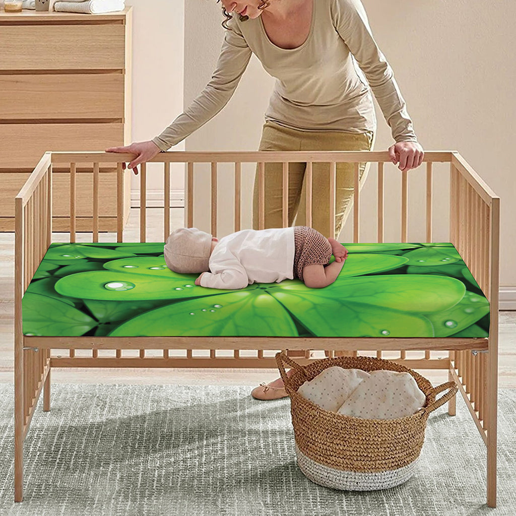 Shamrock Clover St. Patrick's Day Print Baby Crib Sheet