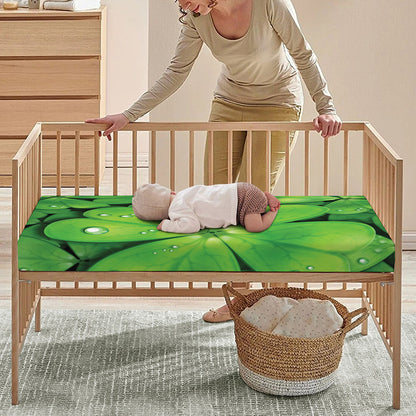 Shamrock Clover St. Patrick's Day Print Baby Crib Sheet