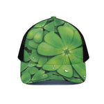 Shamrock Clover St. Patrick's Day Print Black Mesh Trucker Cap