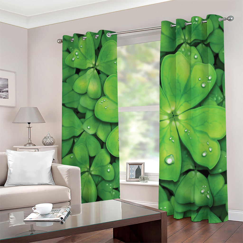 Shamrock Clover St. Patrick's Day Print Blackout Grommet Curtains