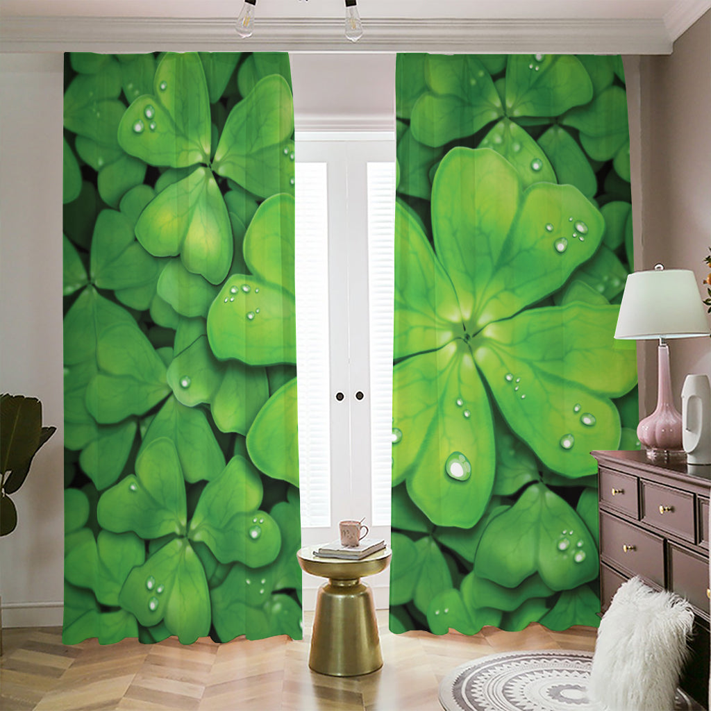 Shamrock Clover St. Patrick's Day Print Blackout Pencil Pleat Curtains