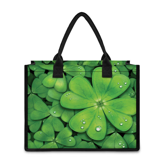 Shamrock Clover St. Patrick's Day Print Canvas Tote Bag