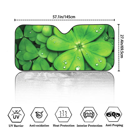 Shamrock Clover St. Patrick's Day Print Car Windshield Sun Shade