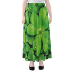 Shamrock Clover St. Patrick's Day Print Chiffon Maxi Skirt