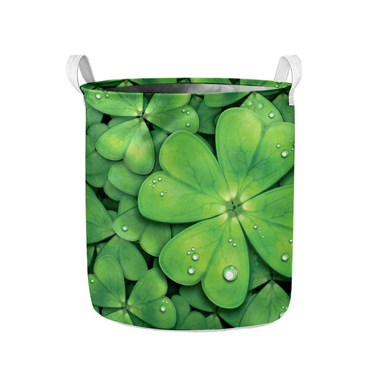 Shamrock Clover St. Patrick's Day Print Collapsible Laundry Basket