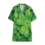 Shamrock Clover St. Patrick's Day Print Cotton Hawaiian Shirt