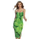 Shamrock Clover St. Patrick's Day Print Cross Back Cami Dress