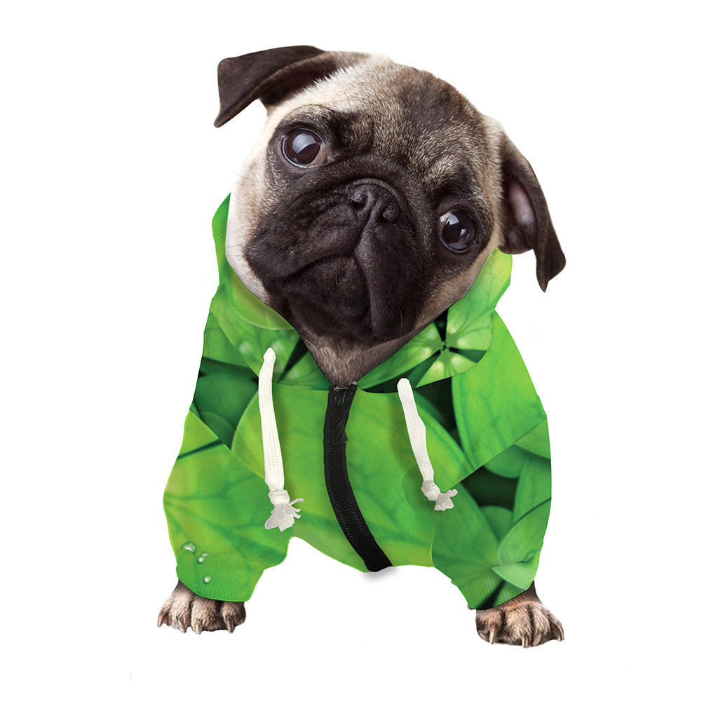 Shamrock Clover St. Patrick's Day Print Dog Zip Up Hoodie
