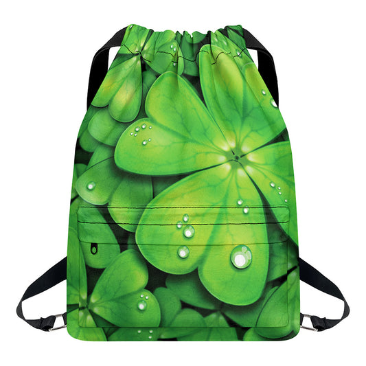 Shamrock Clover St. Patrick's Day Print Drawstring Backpack