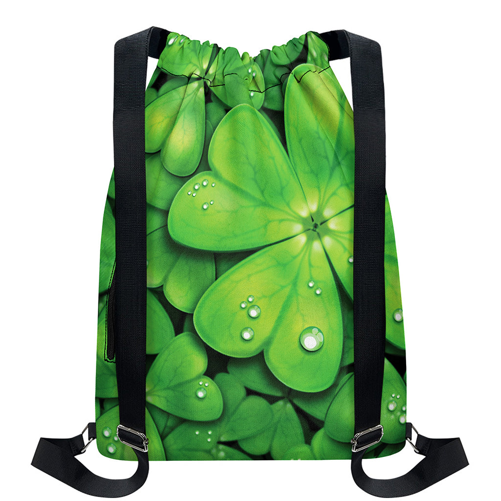 Shamrock Clover St. Patrick's Day Print Drawstring Backpack