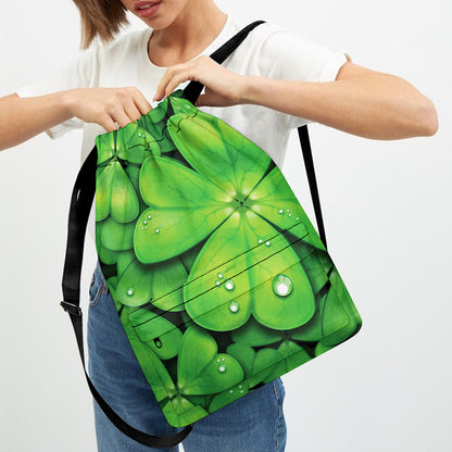 Shamrock Clover St. Patrick's Day Print Drawstring Backpack