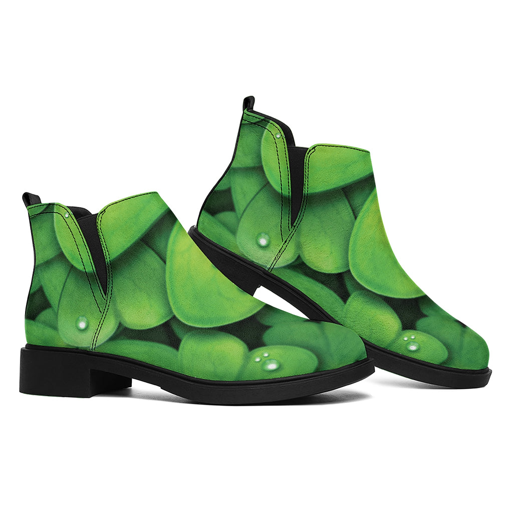 Shamrock Clover St. Patrick's Day Print Flat Ankle Boots