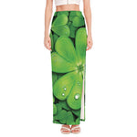 Shamrock Clover St. Patrick's Day Print High Slit Maxi Skirt