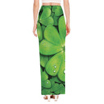Shamrock Clover St. Patrick's Day Print High Slit Maxi Skirt