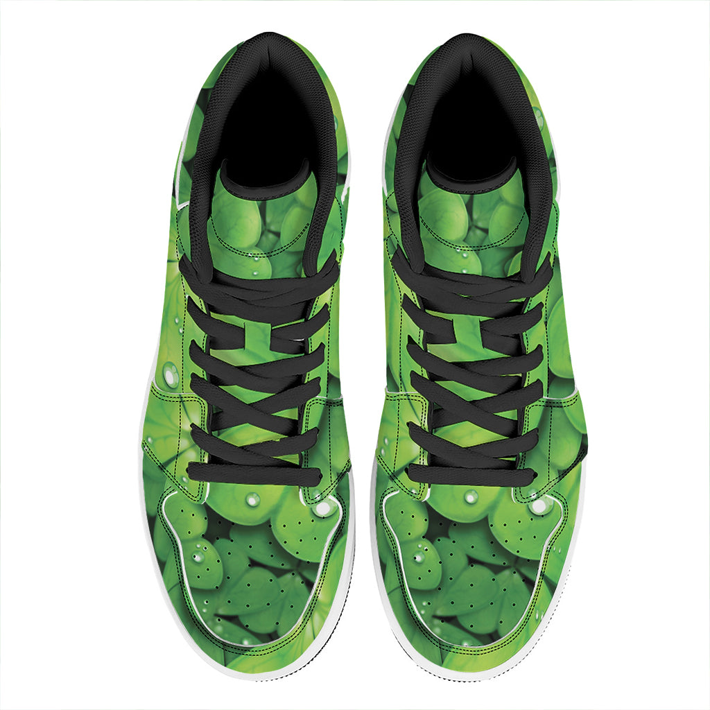 Shamrock Clover St. Patrick's Day Print High Top Leather Sneakers