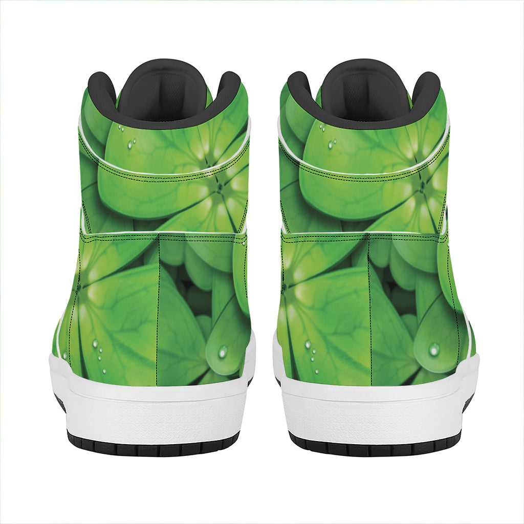 Shamrock Clover St. Patrick's Day Print High Top Leather Sneakers