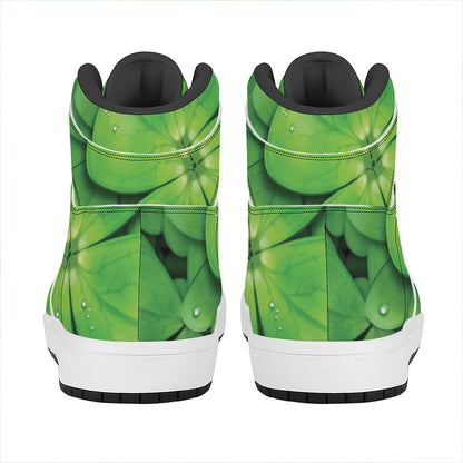 Shamrock Clover St. Patrick's Day Print High Top Leather Sneakers