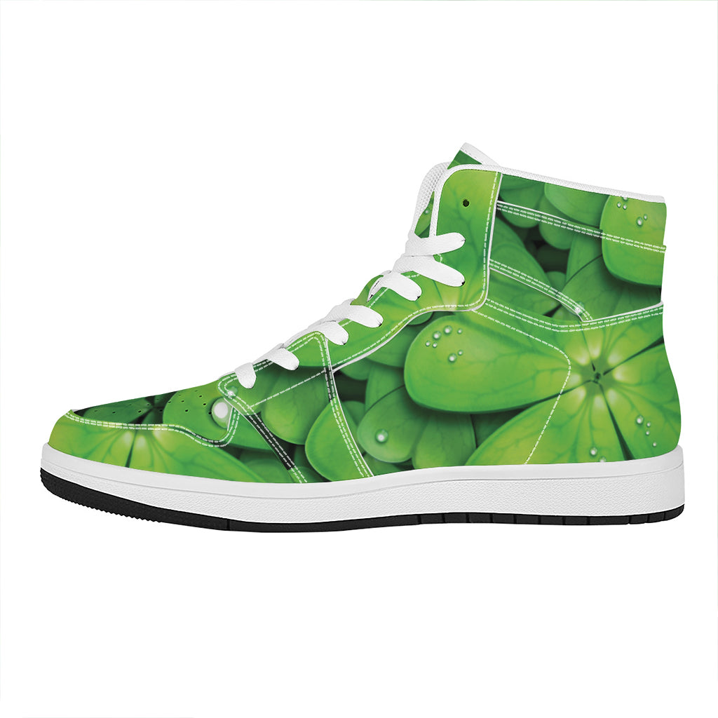 Shamrock Clover St. Patrick's Day Print High Top Leather Sneakers