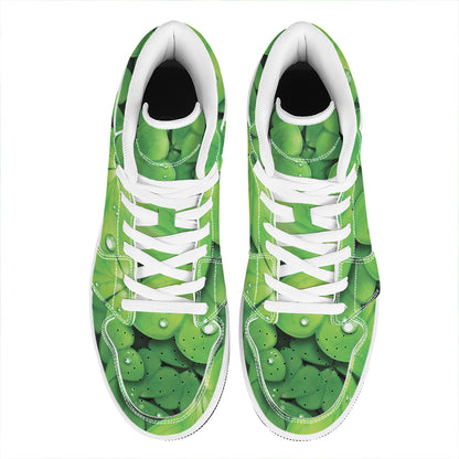 Shamrock Clover St. Patrick's Day Print High Top Leather Sneakers