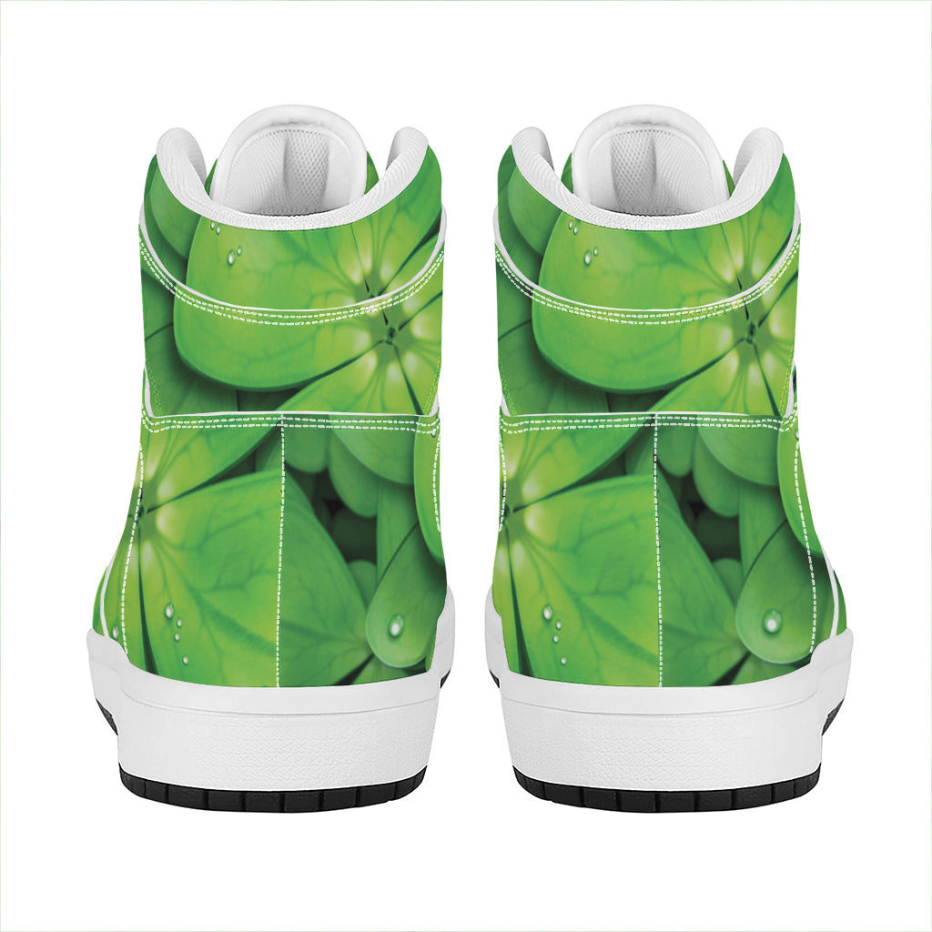Shamrock Clover St. Patrick's Day Print High Top Leather Sneakers