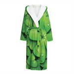 Shamrock Clover St. Patrick's Day Print Hooded Bathrobe