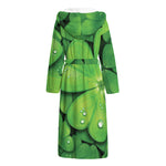 Shamrock Clover St. Patrick's Day Print Hooded Bathrobe